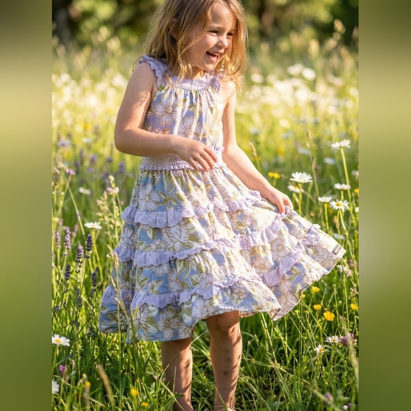 Matilda Jane Other - Matilda Jane Lavender Floral Tiered Ruffle Dress